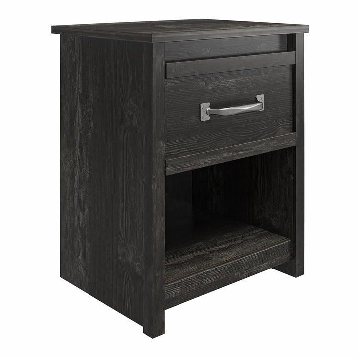 Draven rustic bedside table -  Black Oak