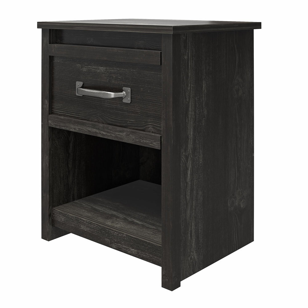 Modern nightstand pewter Draven -  Black Oak