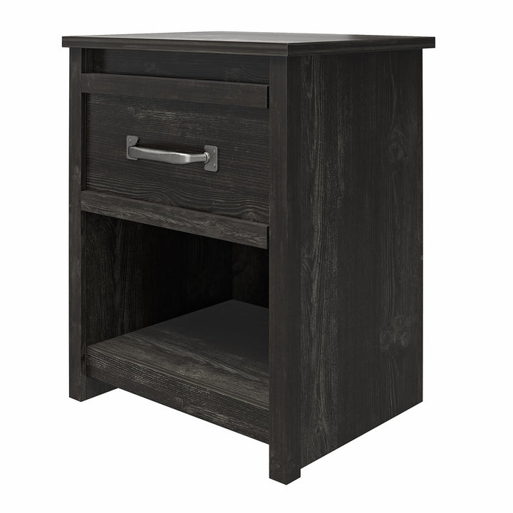 Modern nightstand pewter Draven -  Black Oak