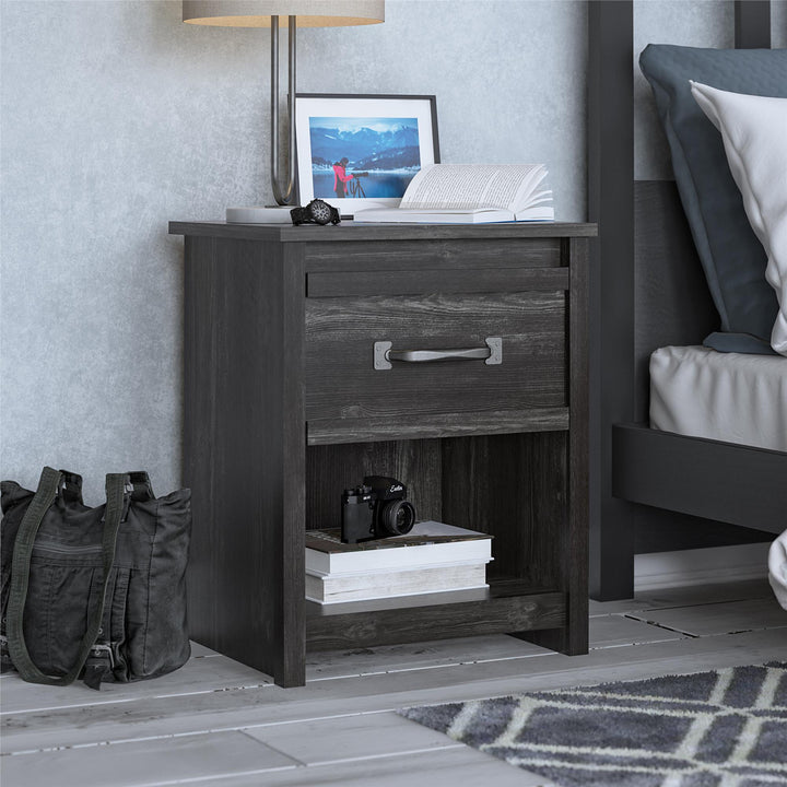 Rustic modern pewter handle stand -  Black Oak