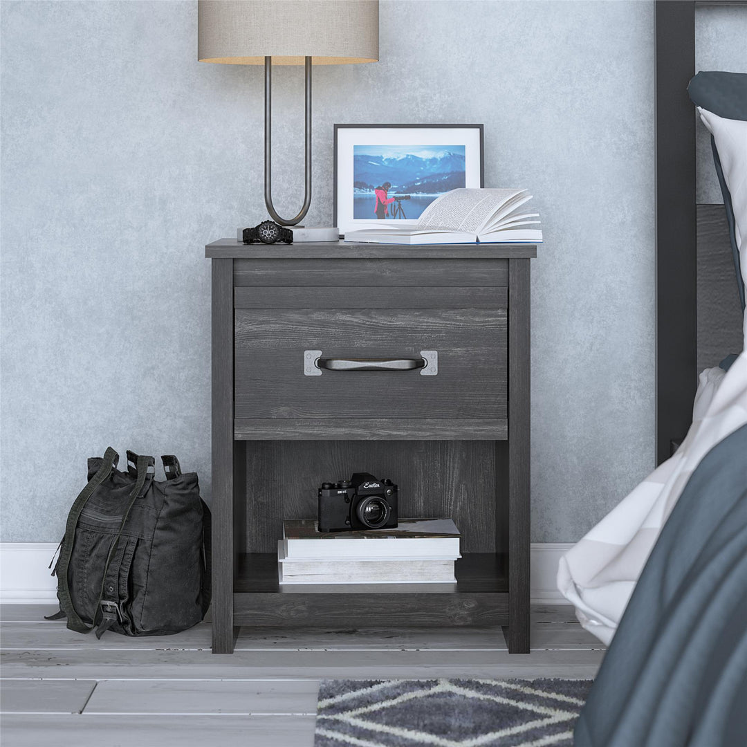 Draven nightstand with drawer -  Black Oak