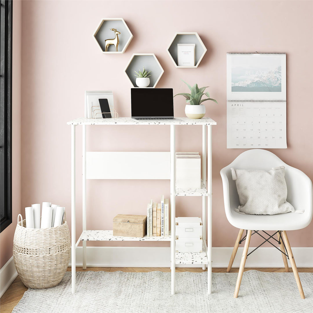 Berkeley standing desk open shelves -  Terrazzo