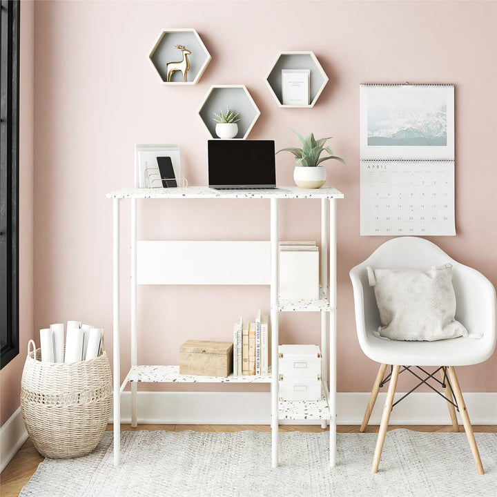 Berkeley standing desk open shelves -  Terrazzo