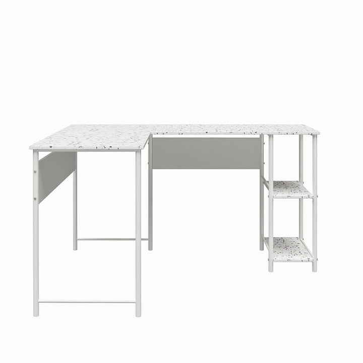 Storage friendly L desk Berkeley -  White marble