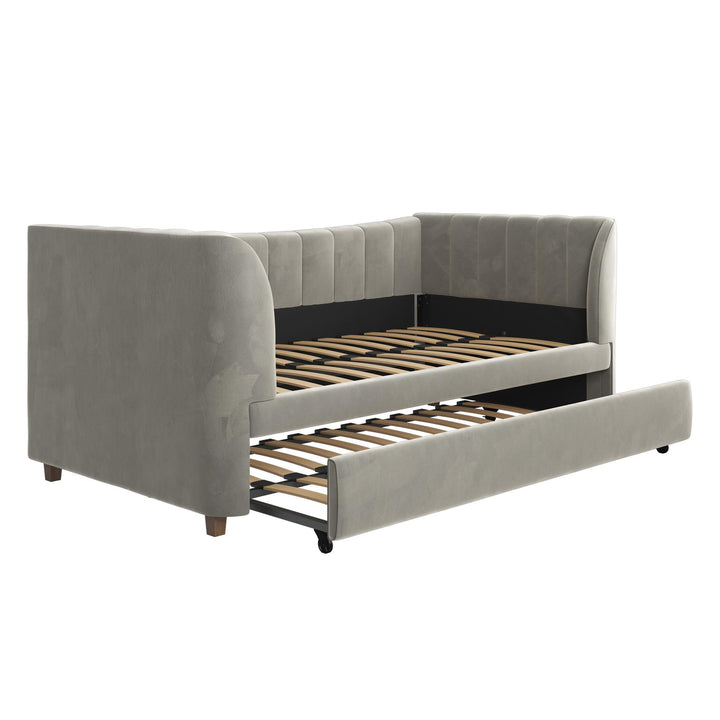 Trundle Daybed with Upholstery -  Gray  -  Twin