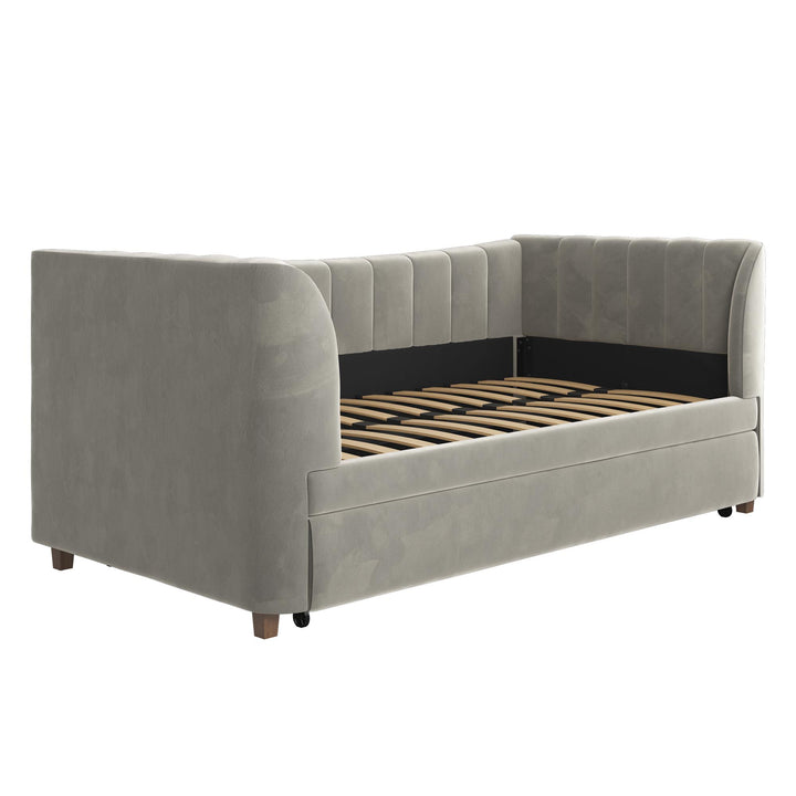Space Saving Upholstered Daybed -  Gray  -  Twin