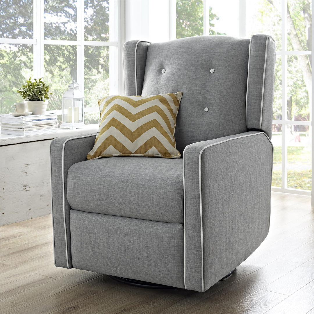 Swivel Glider Recliner with Pocket Coil -  Grey Linen