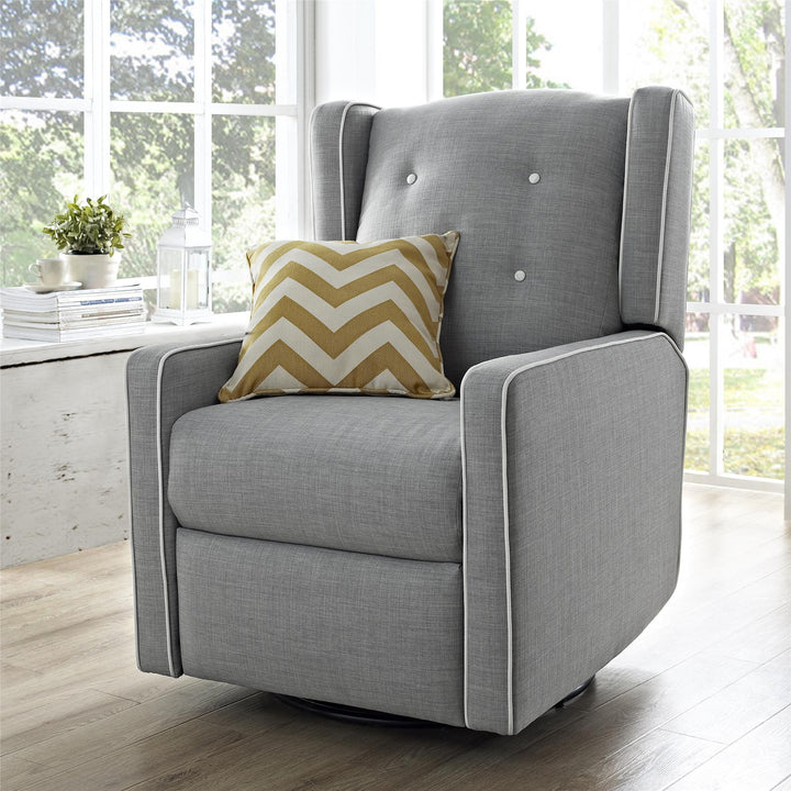 Swivel Glider Recliner with Pocket Coil -  Grey Linen
