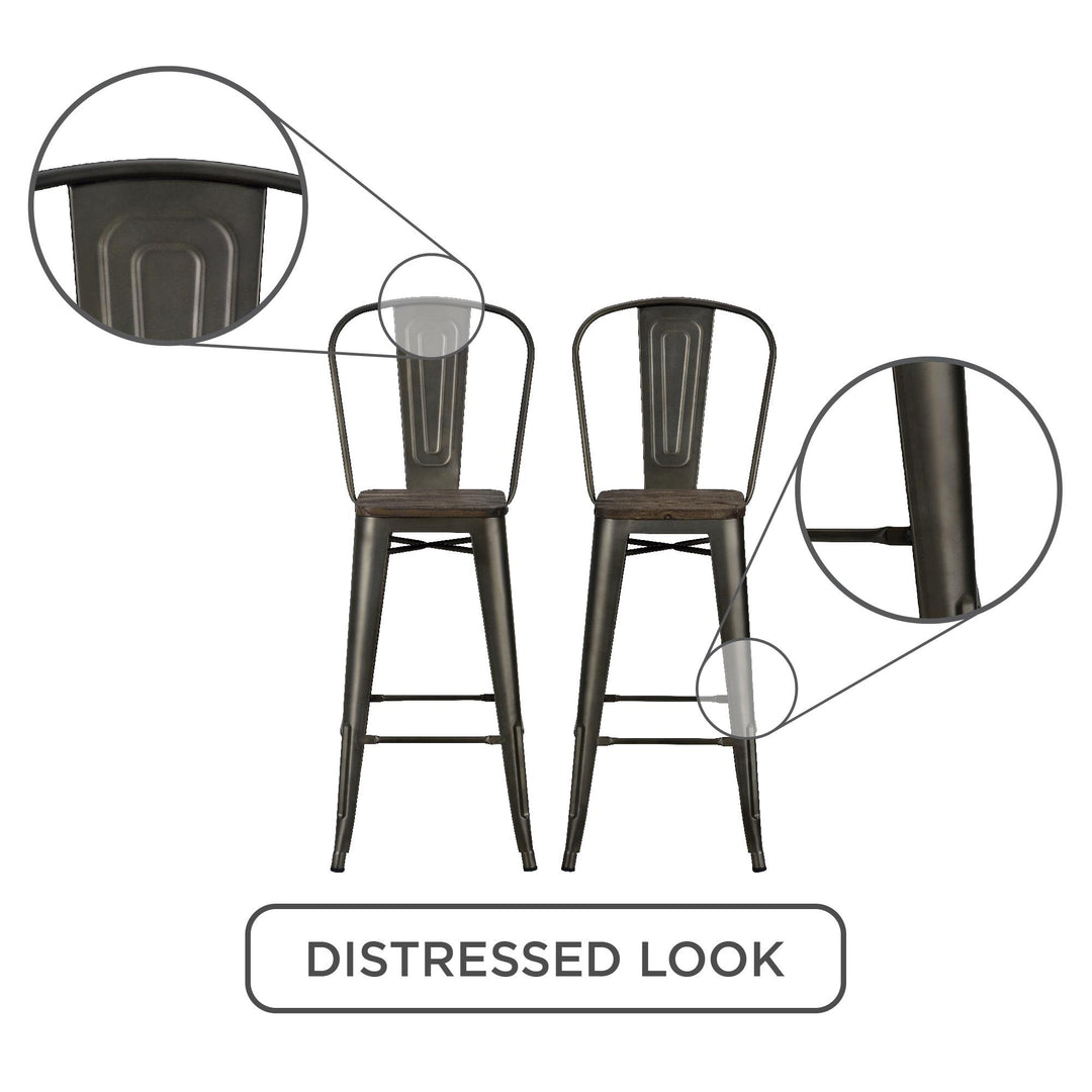 Metal bar stools with wood seat -  Copper