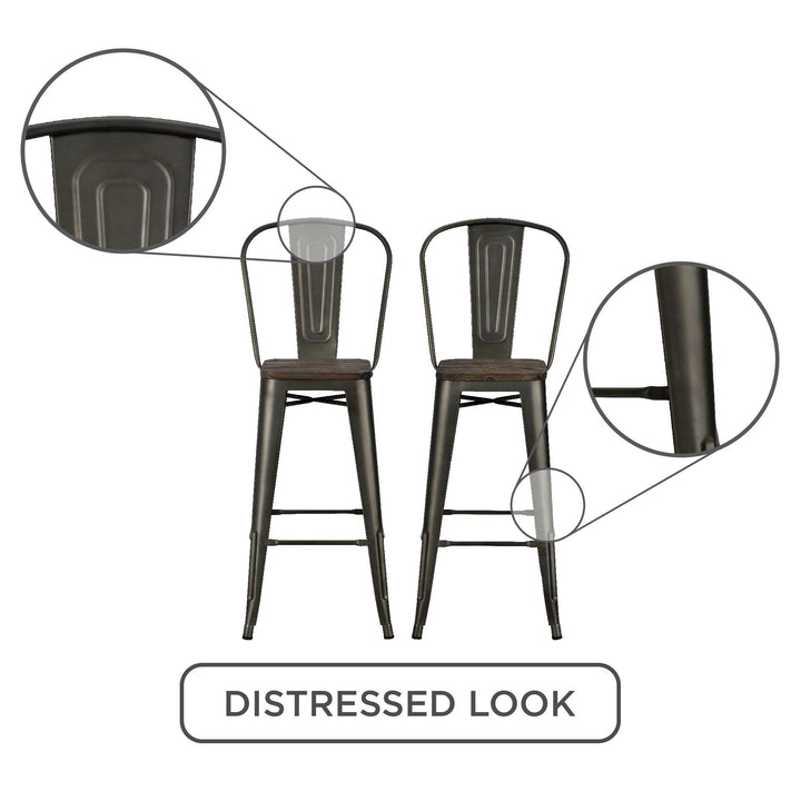 Metal bar stools with wood seat -  Copper