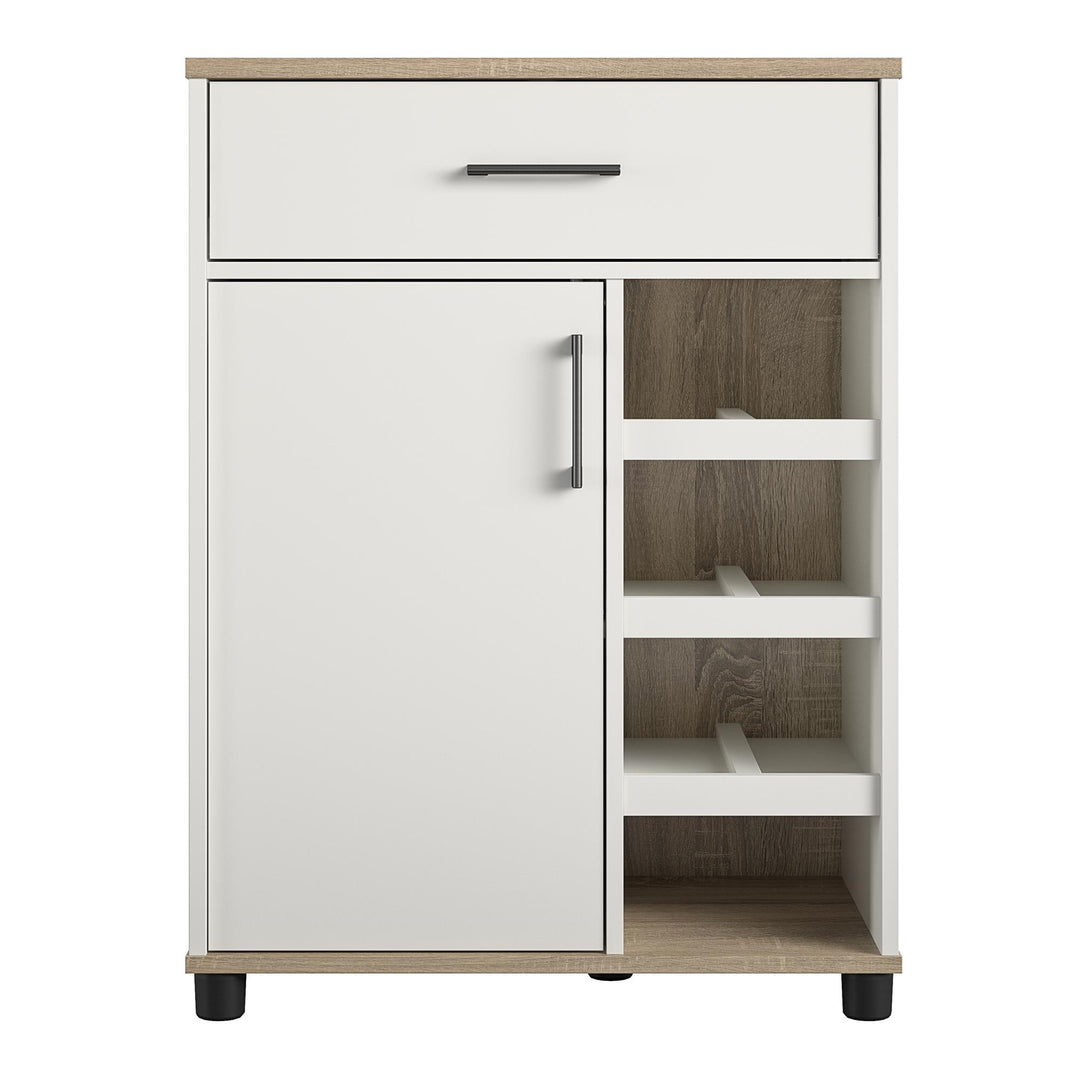 Whitmore Multifunctional Bar Cabinet with Reversible Shelves  -  White