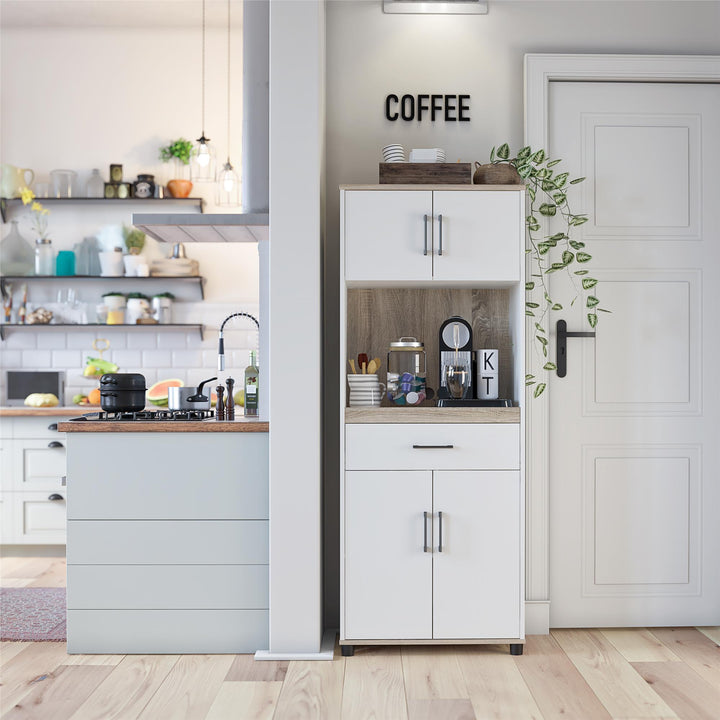 Whitmore tall coffee cabinet -  White