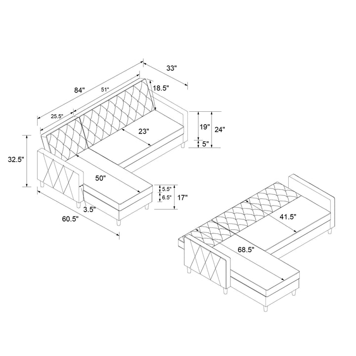 Liberty Reversible Sectional/Futon with Storage - Ivory