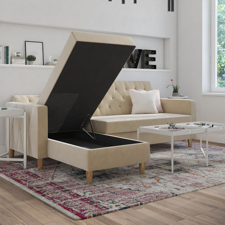 Liberty Reversible Sectional/Futon with Storage - Ivory