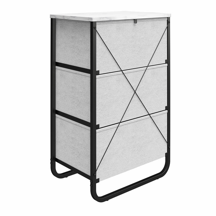 3 drawer storage - White marble
