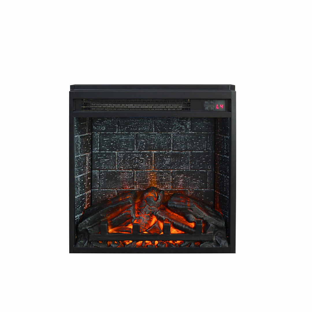 18 Inch Glass Front Electric Fireplace Insert with Remote  -  Black
