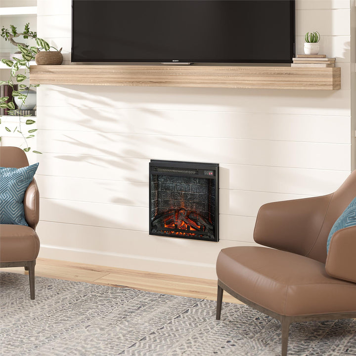 Glass front fireplace with remote -  Black