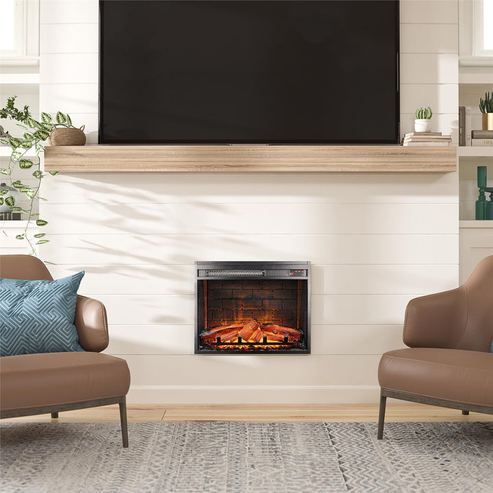23" electric fireplace with glass -  Black