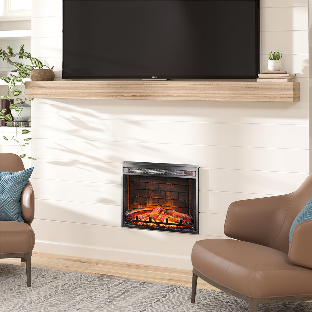 Glass front 23-inch fireplace -  Black