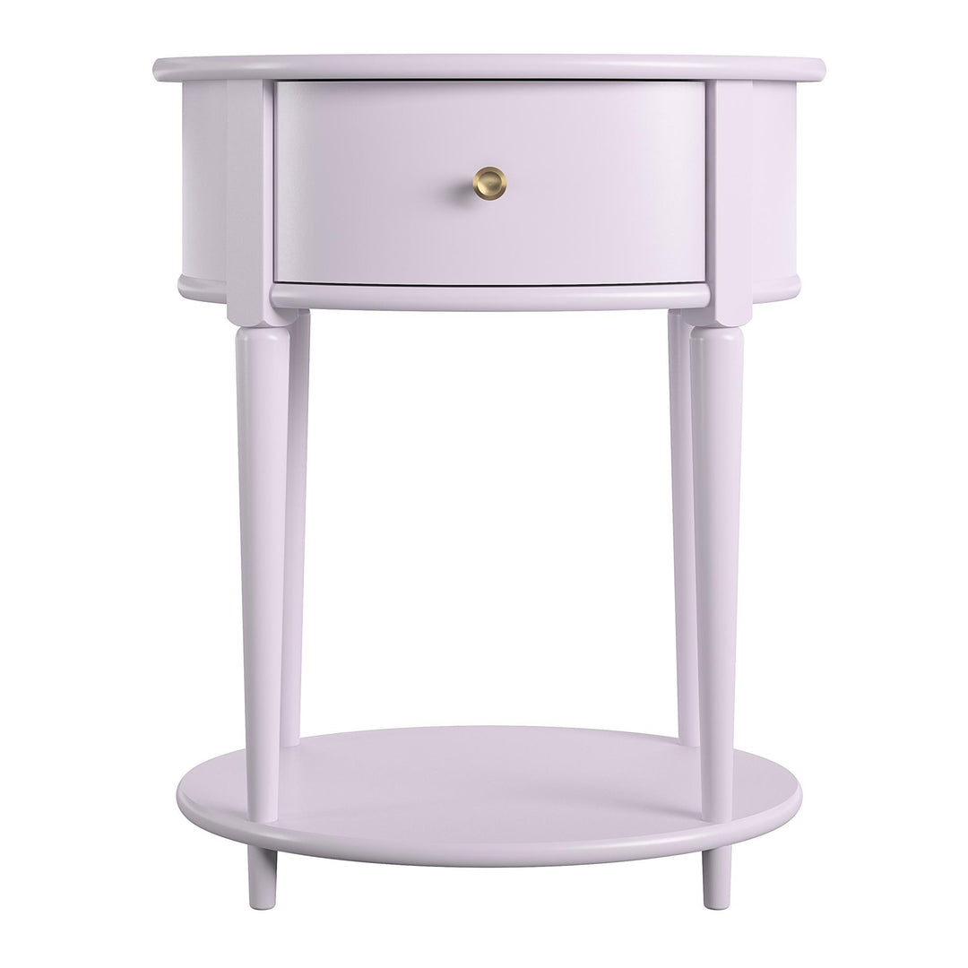 Aurora Rounded End Table with Drawer and Lower Shelf  -  Lavender