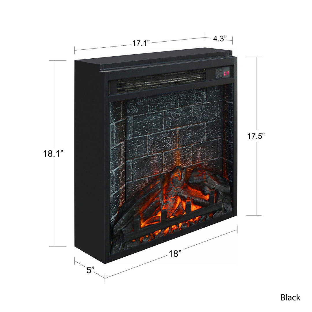 18-inch remote controlled fireplace -  Black