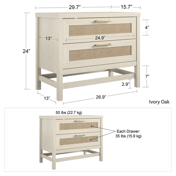 2 drawer nightstand - Ivory Oak