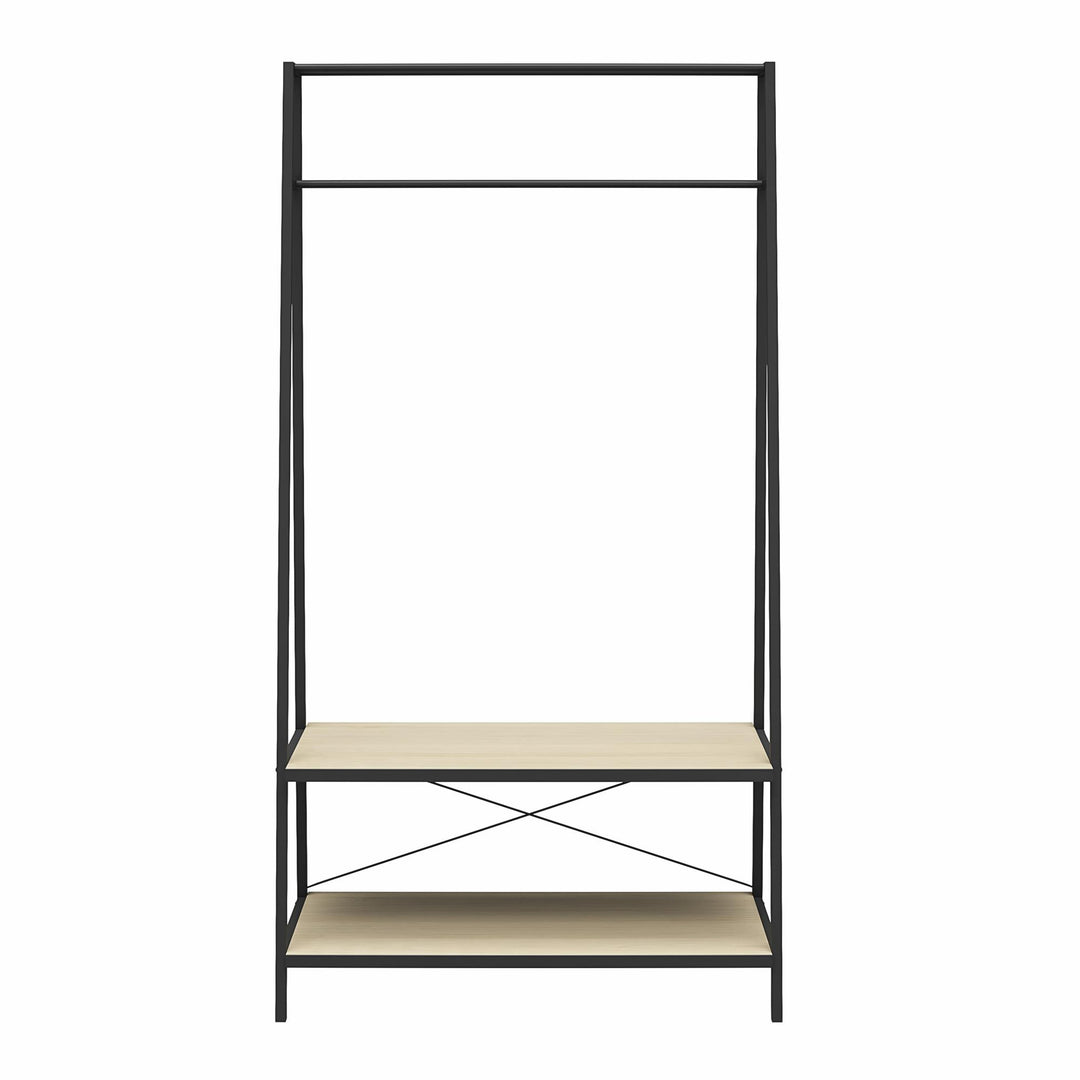 Drexel Closet Storage Rack with 2 Open Shelves and Large Hanging Rod  -  Pale Oak