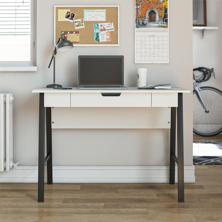 Oxford desk with pull-out drawer -  White