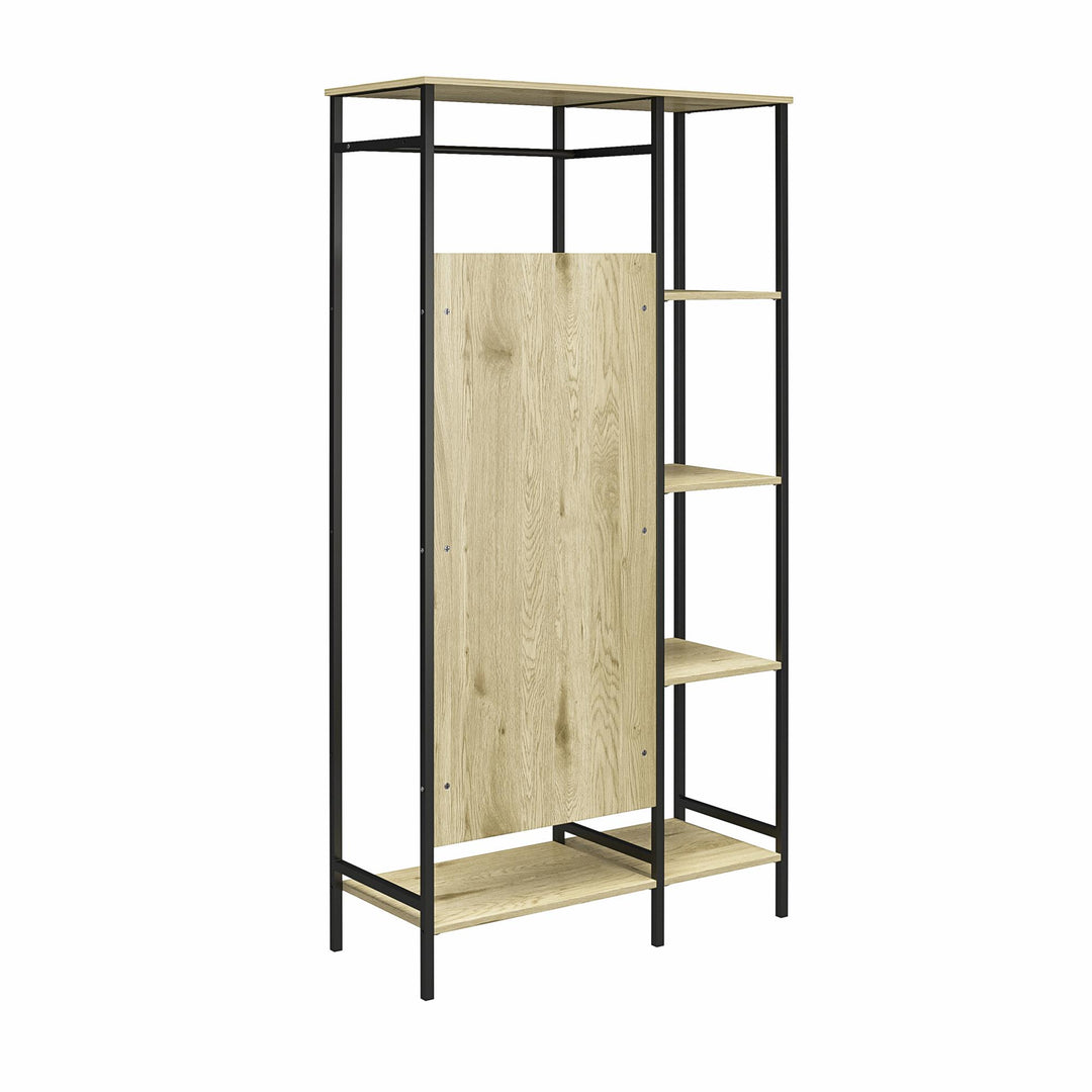 open wardrobe with drawers and shelves - Natural