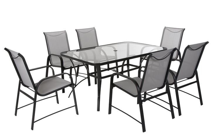 7 Piece Paloma Outdoor Patio Dining Table and 6 Chairs Set  -  Gray