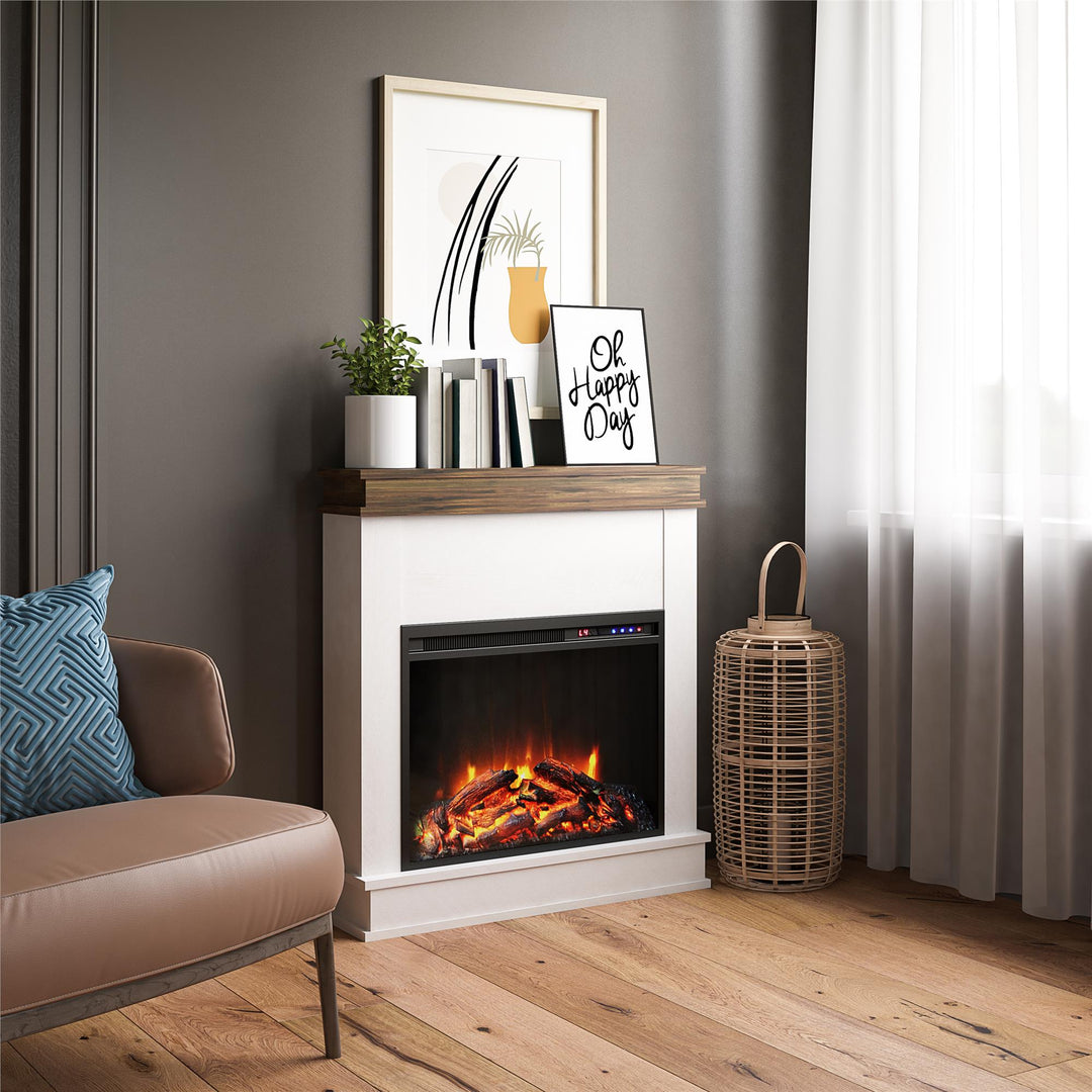 Stylish Mateo Fireplace with 23 Inch Insert -  Ivory Oak