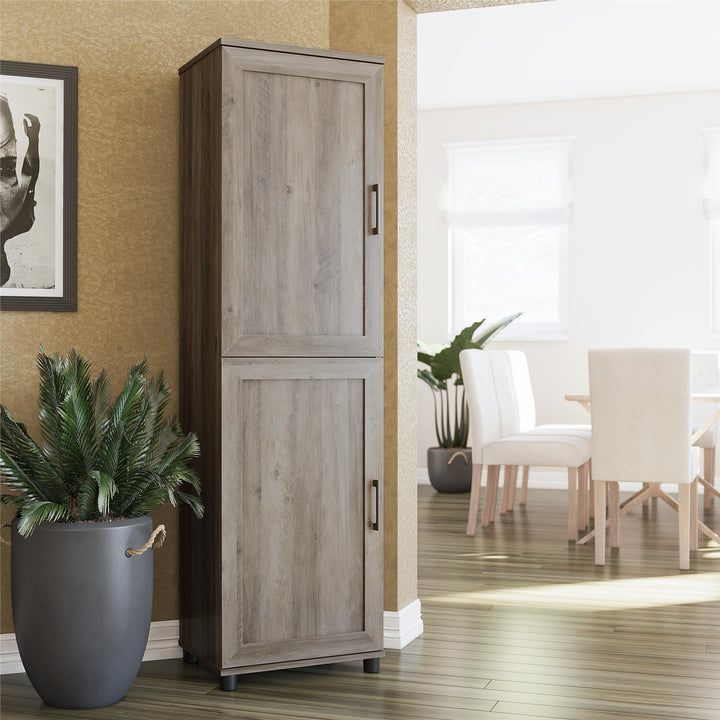 Tindall Modern Farmhouse 2 Door Kitchen Pantry Cabinet - Gray Oak