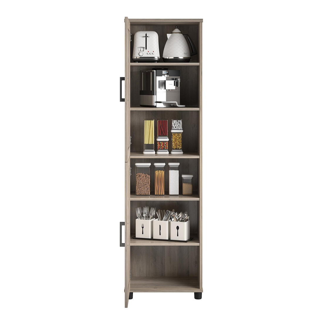 Tindall Modern Farmhouse 2 Door Kitchen Pantry Cabinet - Gray Oak