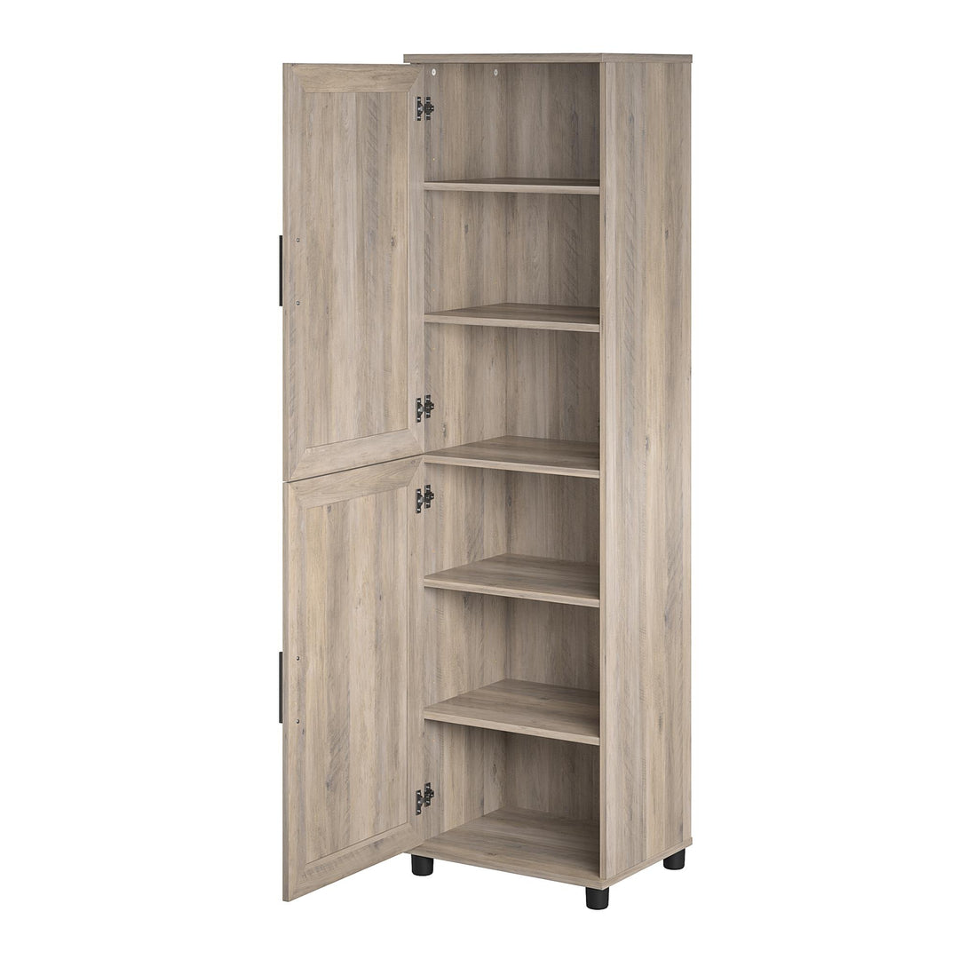 Tindall Modern Farmhouse 2 Door Kitchen Pantry Cabinet - Gray Oak