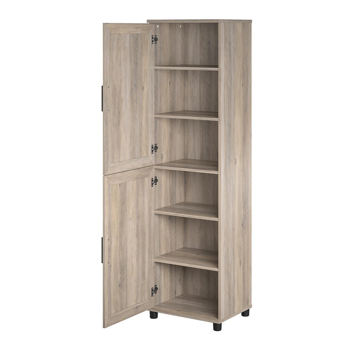 Tindall Modern Farmhouse 2 Door Kitchen Pantry Cabinet - Gray Oak