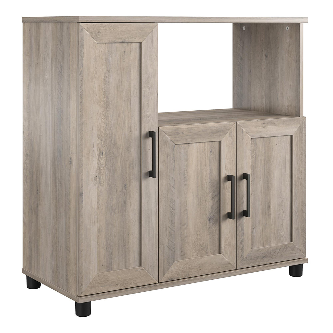 tall microwave cart with storage - Gray Oak