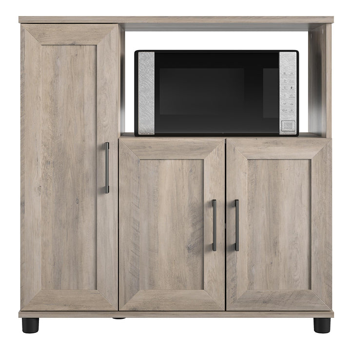 wooden microwave pantry stand - Gray Oak
