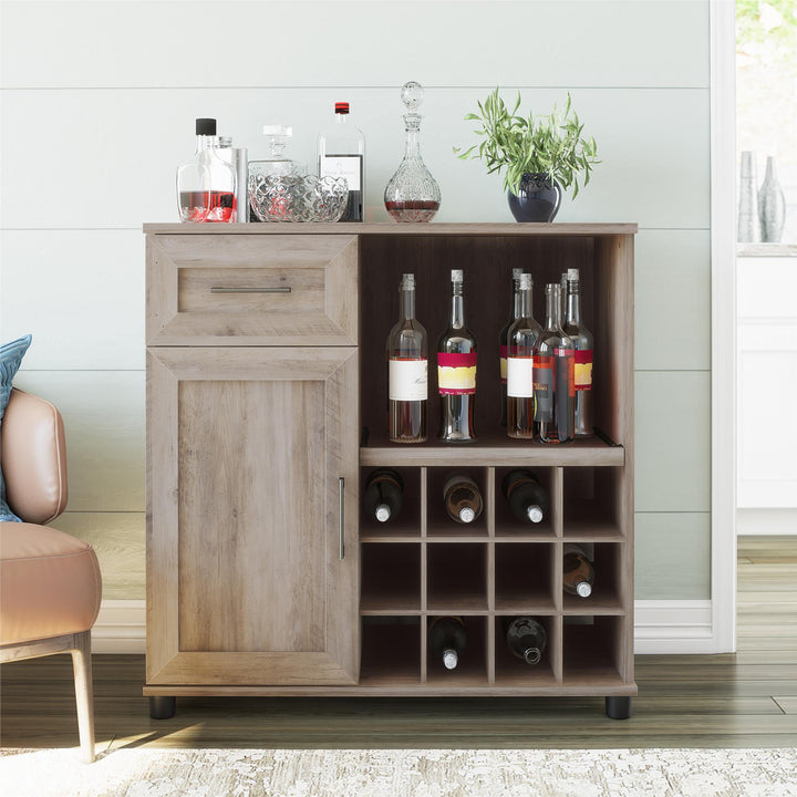 bar cabinet with shelf - Gray Oak