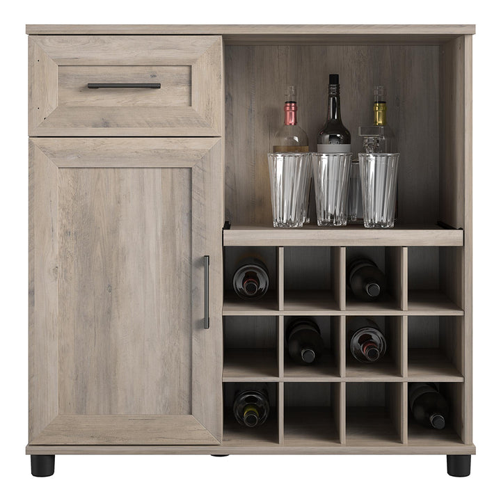 farmhouse bar cabinet - Gray Oak