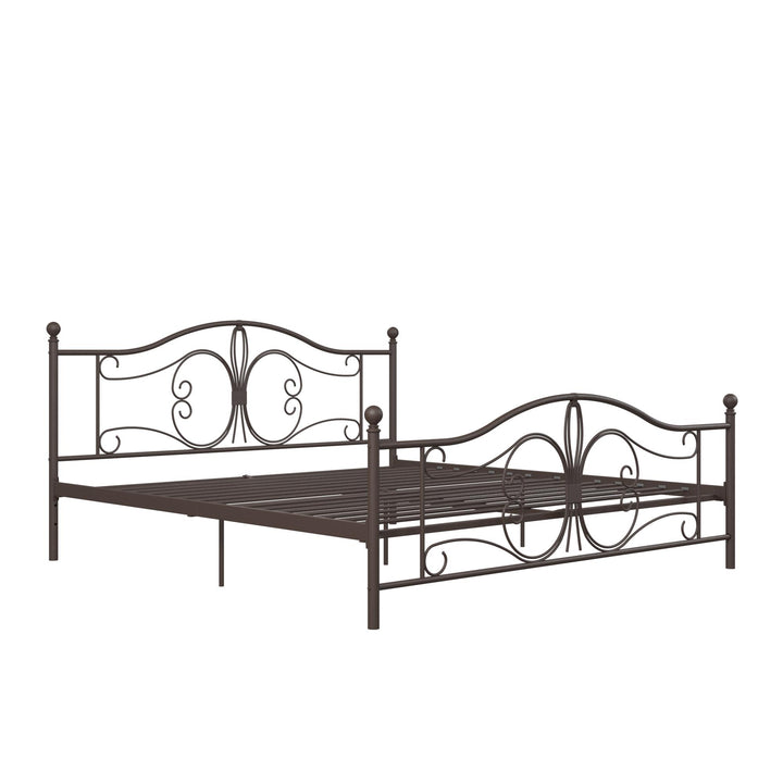 Metal Bed with Secured Metal Slats -  Bronze  -  King