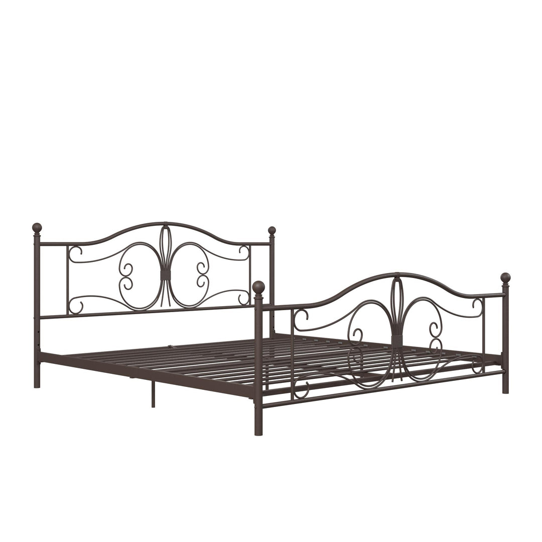 Victorian Metal Bed with Metal Slats -  Bronze  -  King