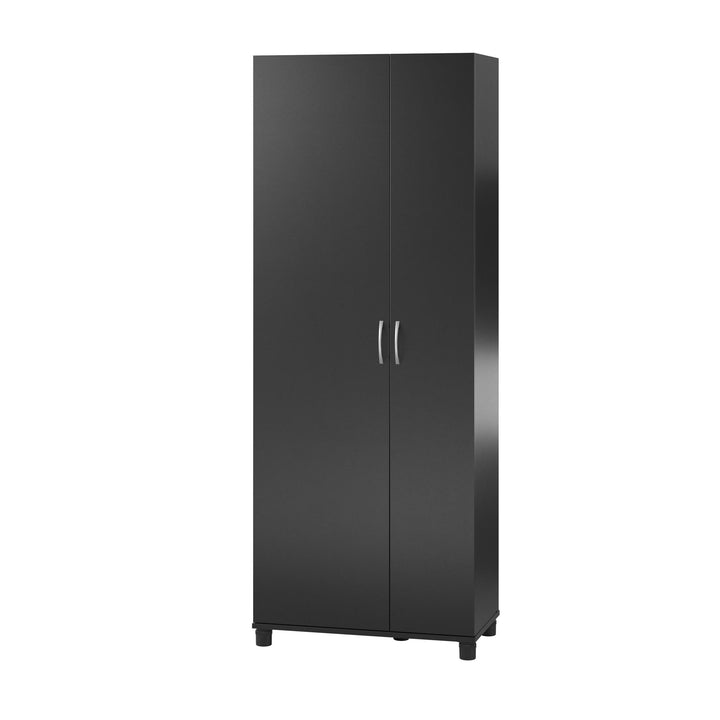 Basin Tall Asymmetrical Storage Cabinet with Adjustable Shelving and Feet  -  Black