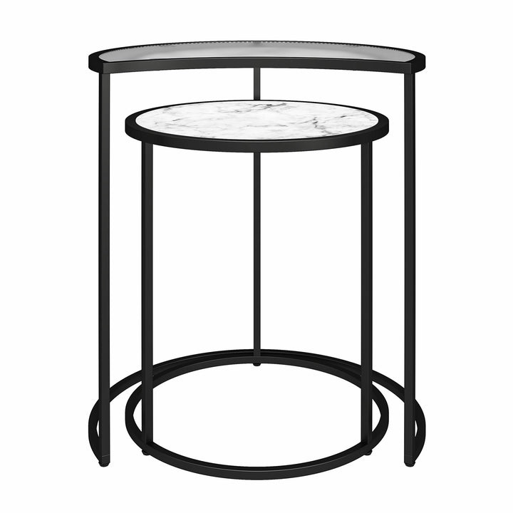 Moon Phases Nesting End Tables with Marble/Glass - White marble