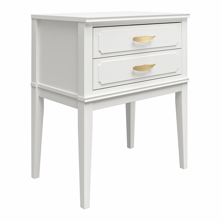 Elegant Stella Accent Table with Drawers -  White