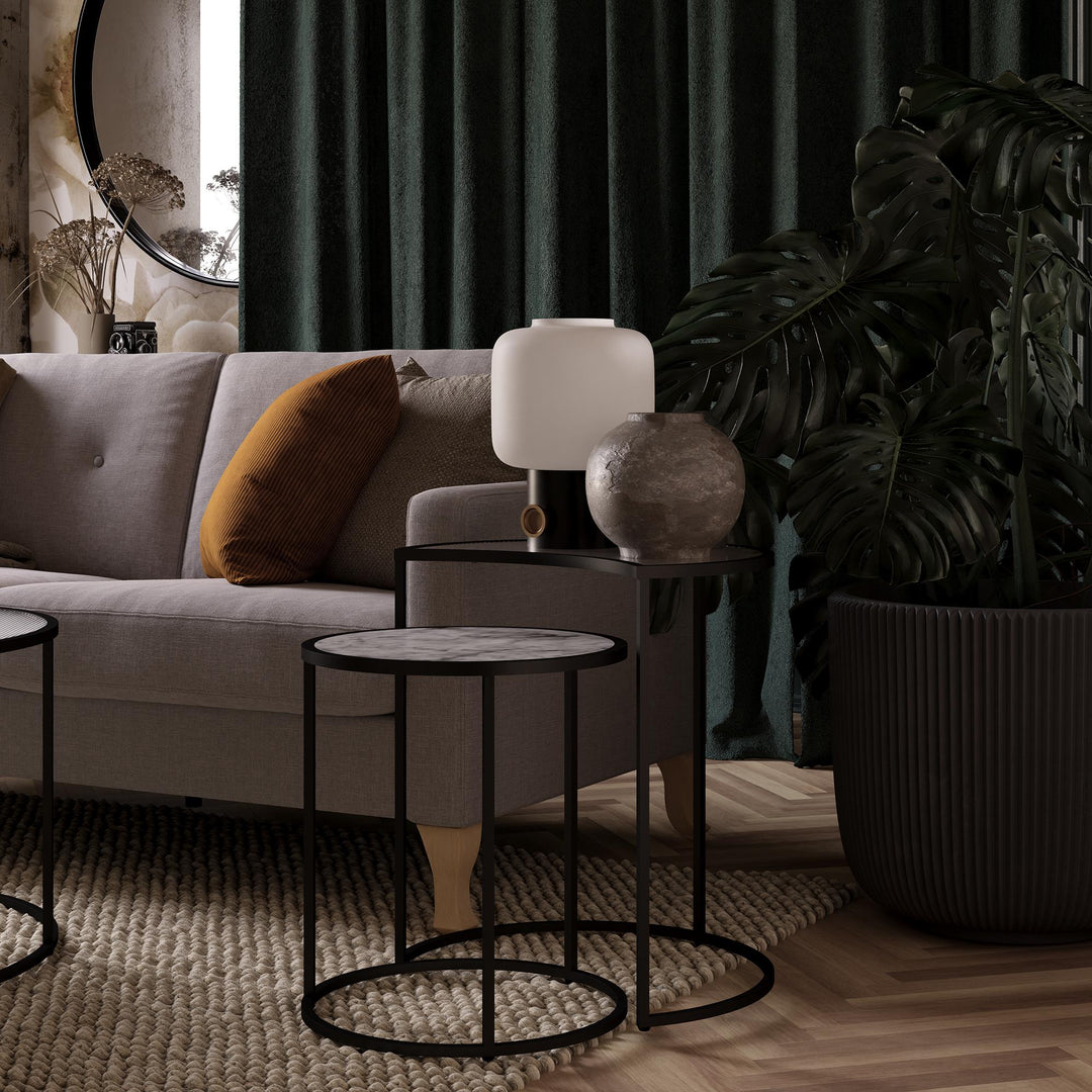 Moon Phases Nesting End Tables with Marble/Glass - White marble
