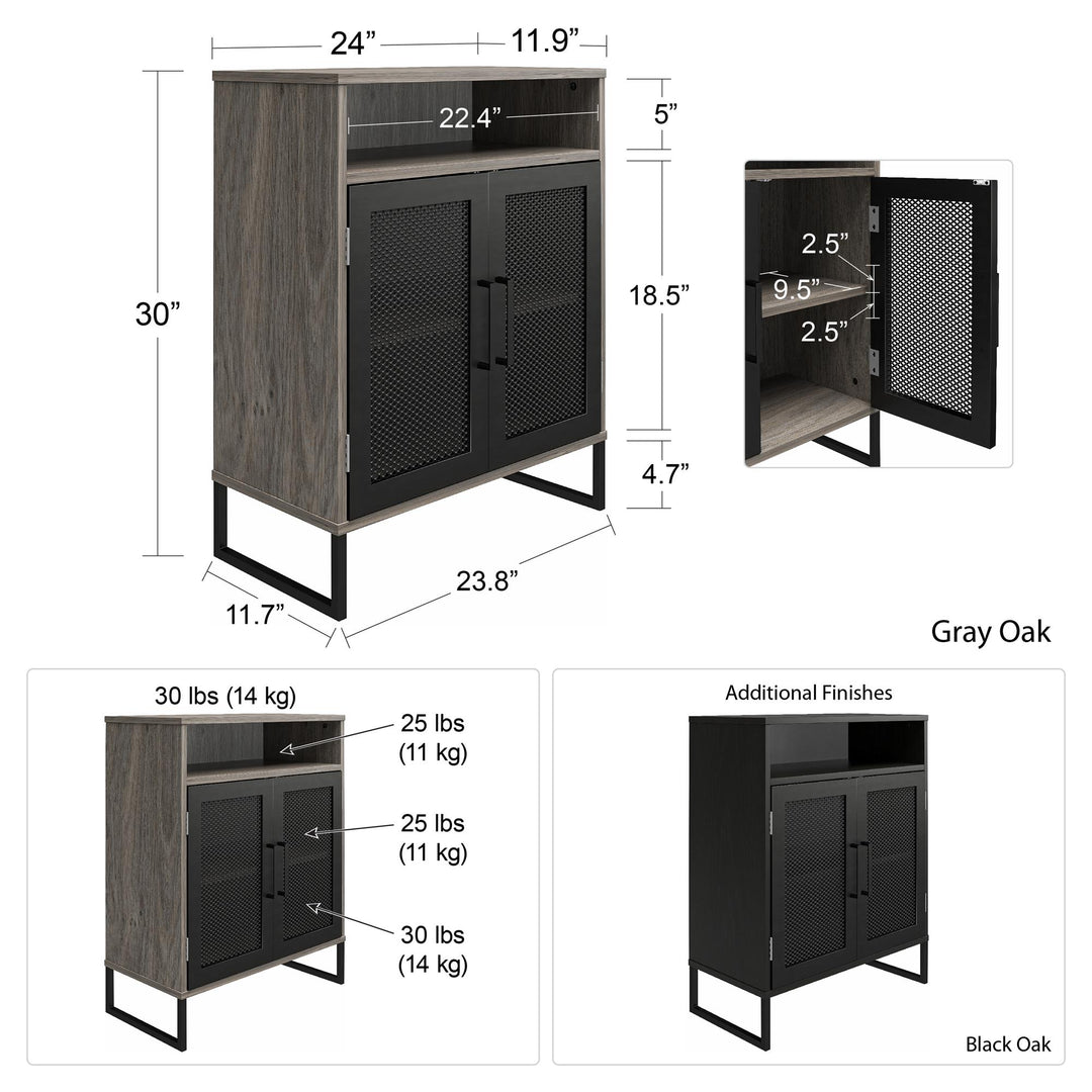 cabinet with 2 mesh doors - Black Oak