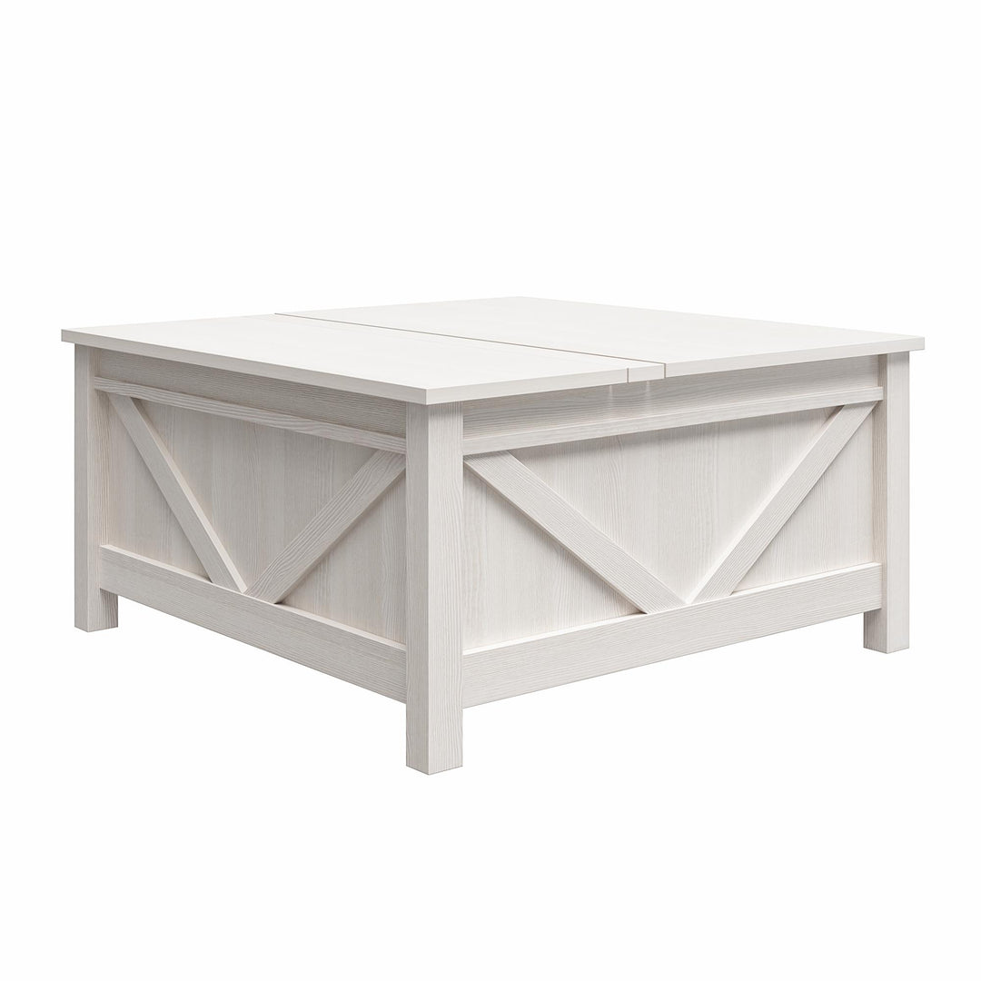 Lift Top Coffee Table with Hidden Storage -  Ivory Pine