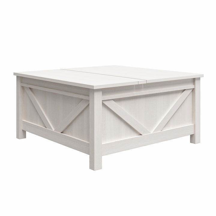 Lift Top Coffee Table with Hidden Storage -  Ivory Pine
