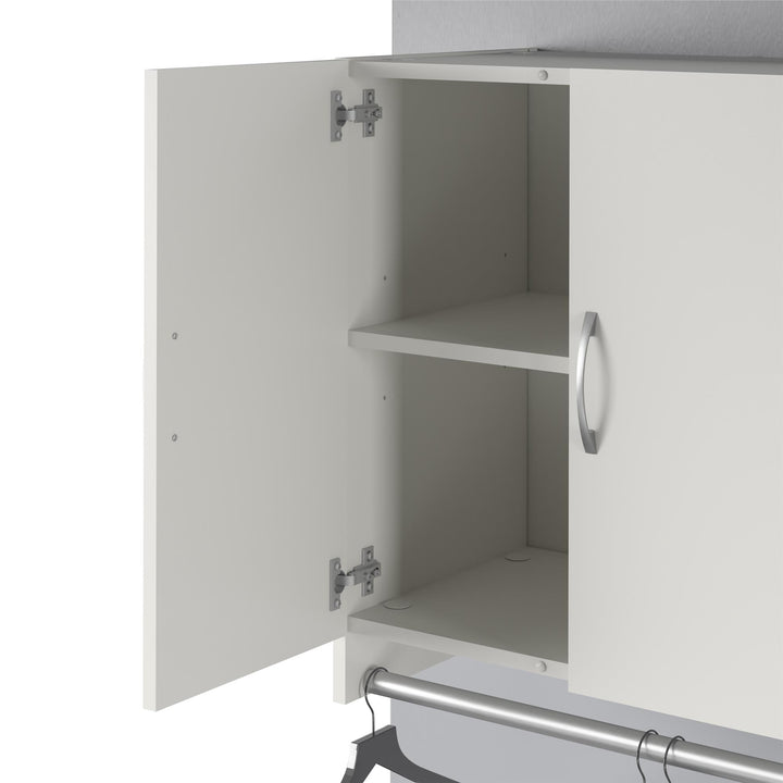 closed wall cabinet for cleaning supplies - White