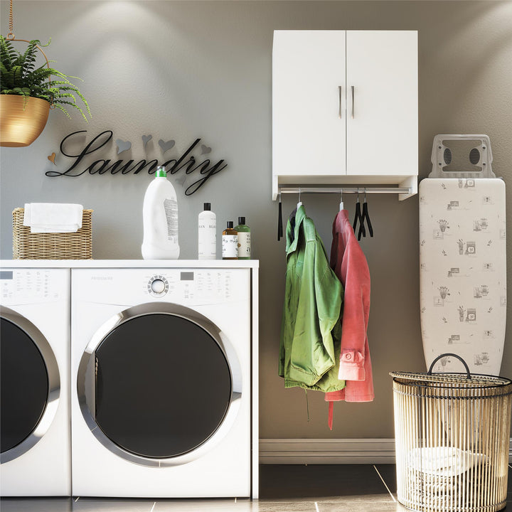 storage cabinet with hanging rod - White